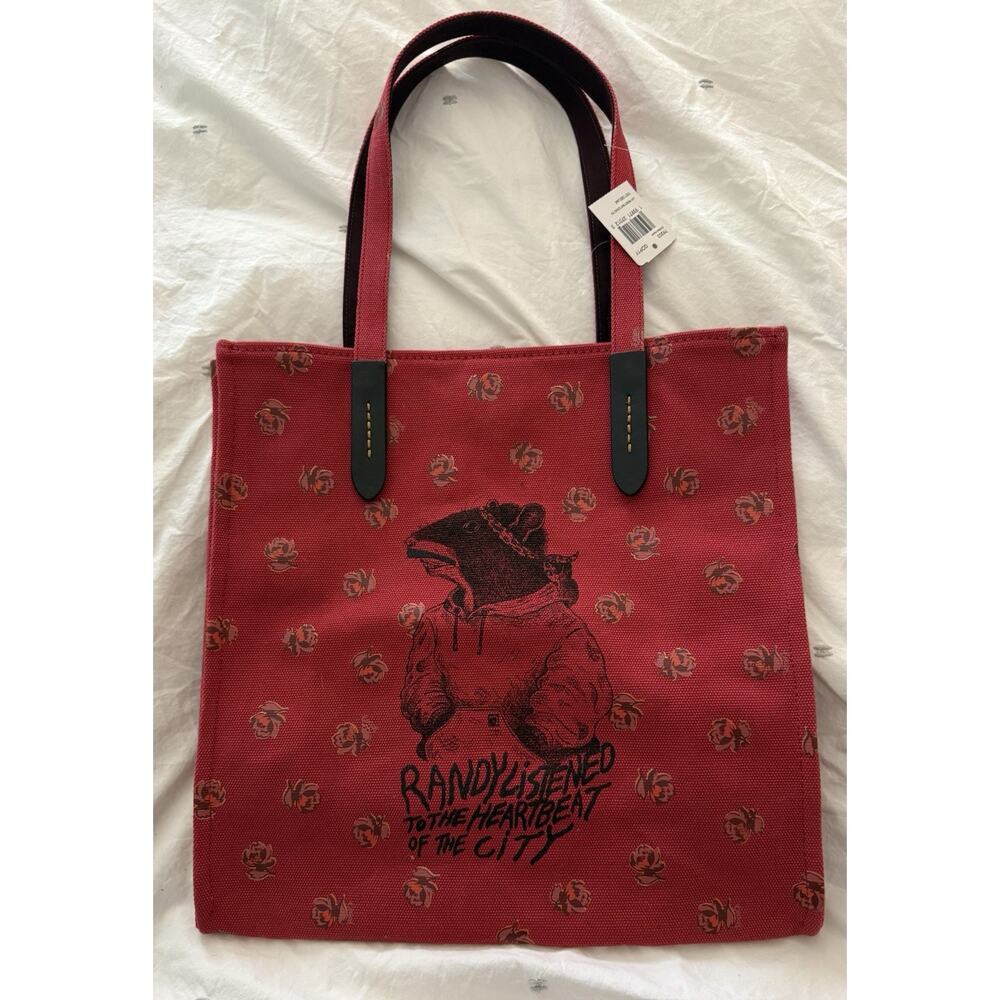 NWT Coach Lunar New Year Red Apple Canvas Tote Randy Rat Bag Purse Whimsical